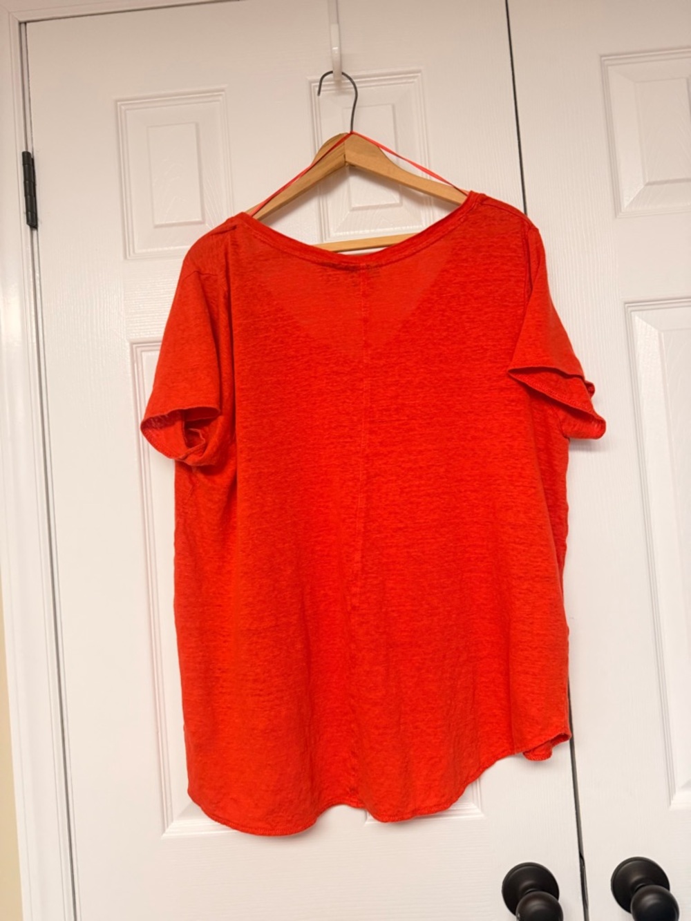Red Linen Top 1X Lightweight Breathable V-Neck Tahari Minimalist Coastal Relaxed - Picture 5 of 8